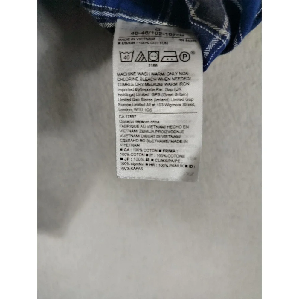 Banana Republic Shirt Mens Large Blue Plaid Long Sleeve‎ Flannel Slim Fit Casual